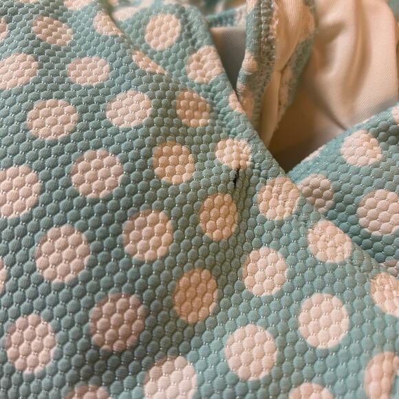 Aerie Polka Dot Pique Scoop Cheeky One Piece Swimsuit XL Blue White Beach Swim - Picture 6 of 8